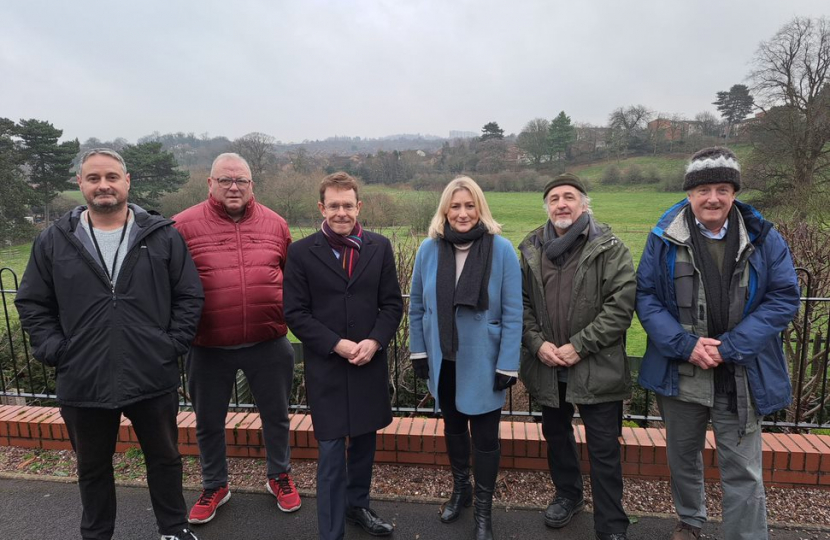 Suzanne visiting Corbett Meadow with West Midlands Mayor Andy Street, Councillors and the Corbett Meadow action group