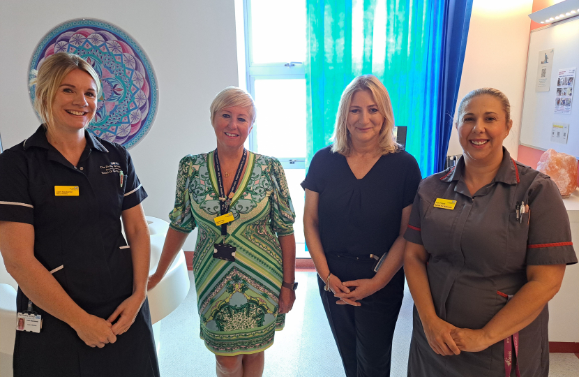 Suzanne with Russell's Hall Hospital Staff and CEO Diane Wake
