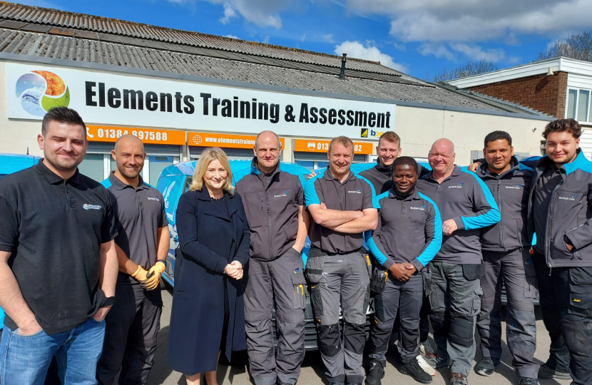 Suzanne Webb MP with trainees from Elements Training & Assessment