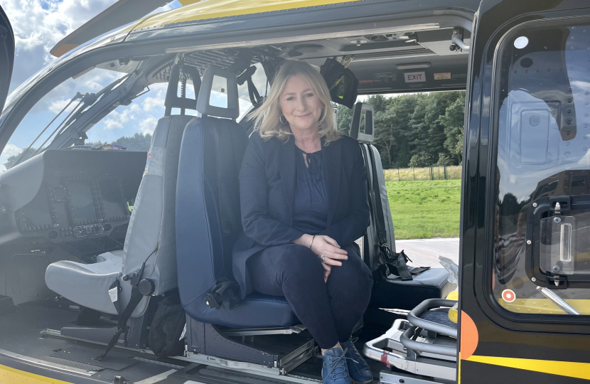 Suzanne Webb MP in an air ambulance