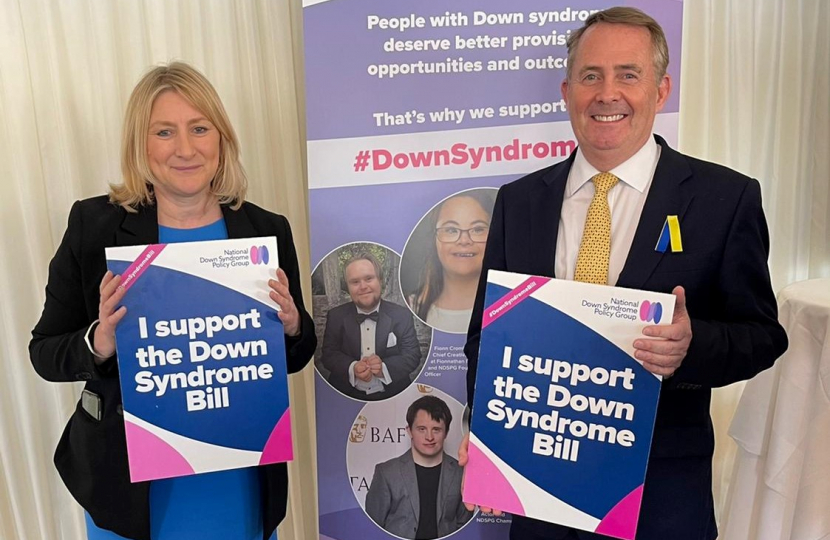 Suzanne Webb MP supporting Dr Liam Fox MP's Down Syndrome Bill