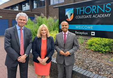 From left to right: Sir Mark Grundy (Chief Executive of Shireland Collegiate Academy Trust), Suzanne Webb MP, and Manny Kelay (Headteacher)